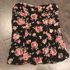 Black lace top with pink roses